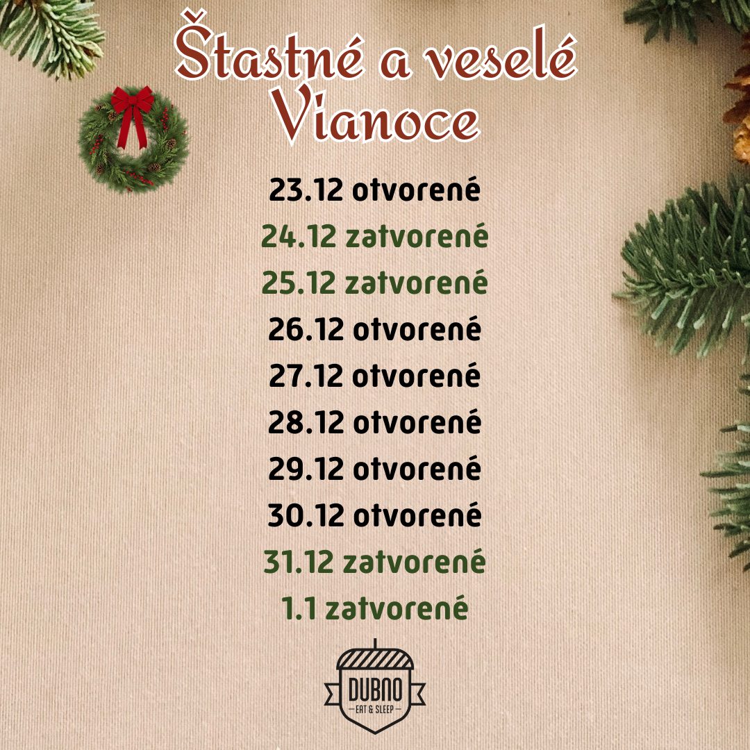 Otváracie hodiny počas Vianočných sviatkov