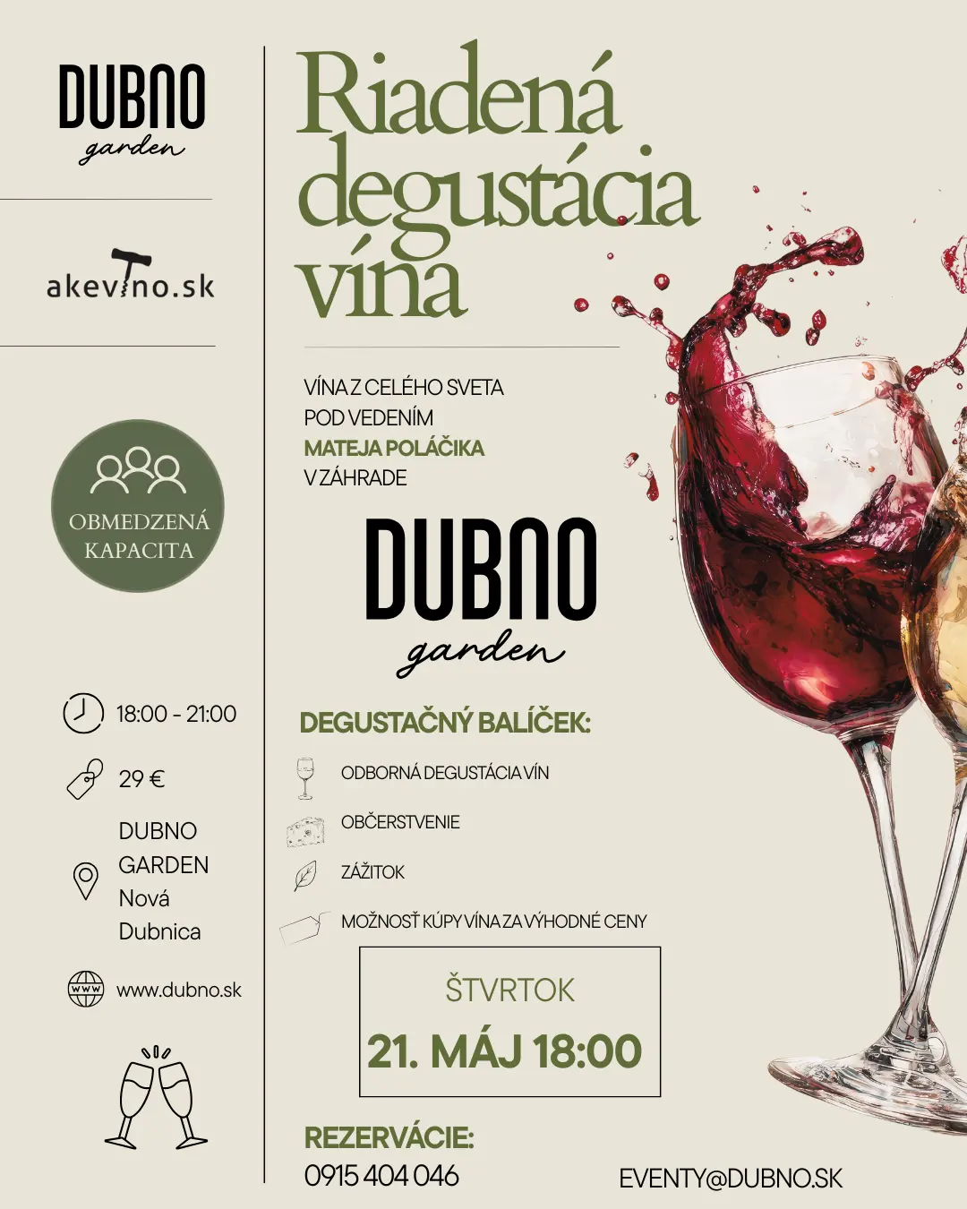 Riadená degustácia vína v Dubno Garden